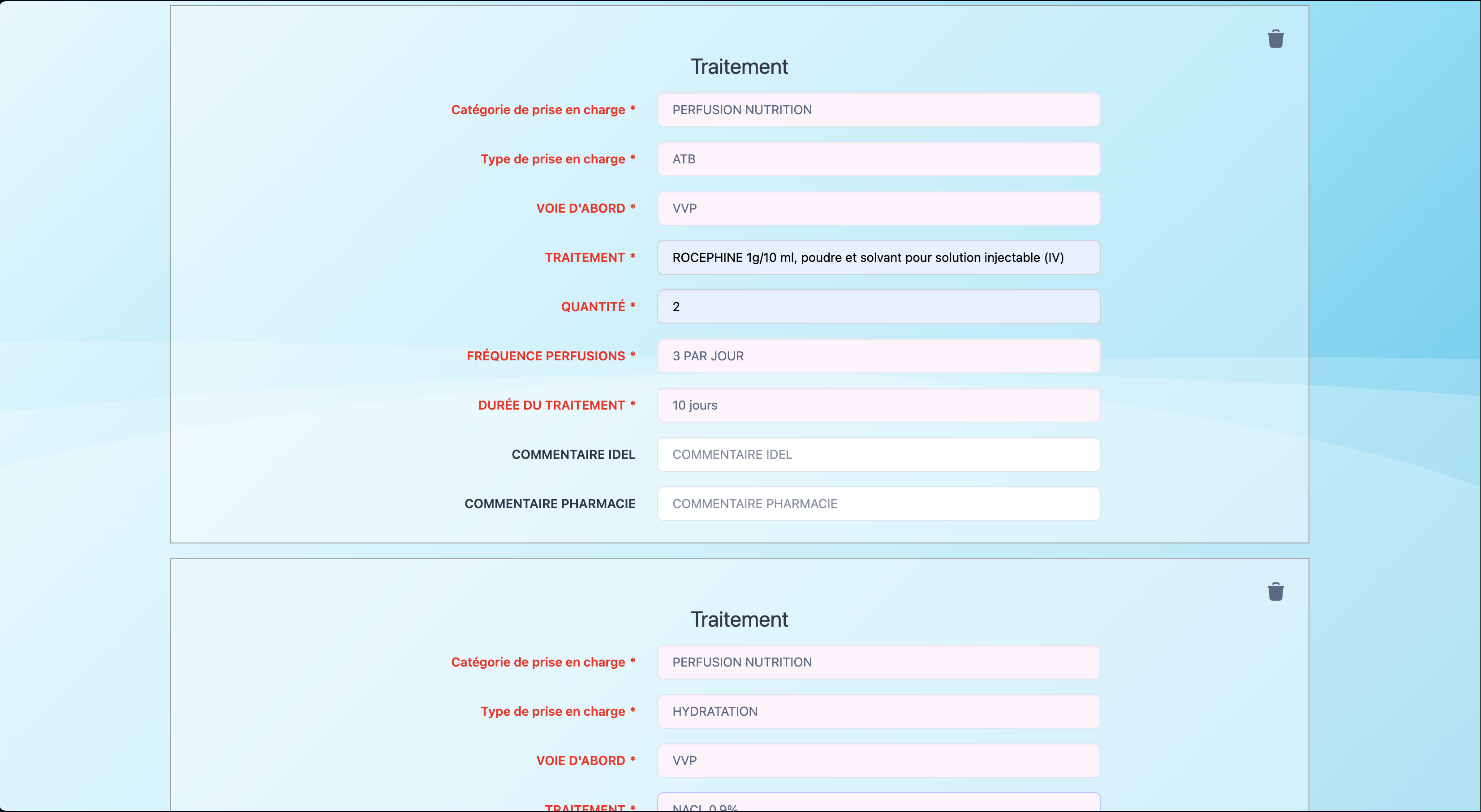 Formulaire de prise en charge