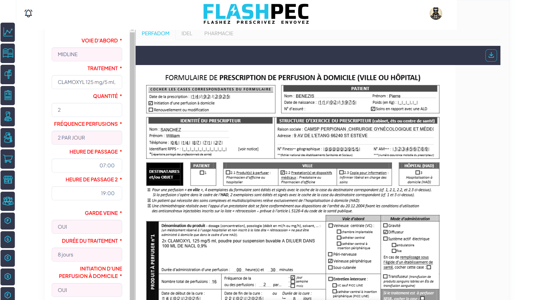 Ordonnance générée